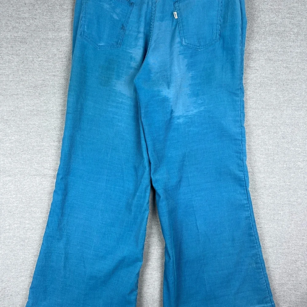 Vintage Levis 646 Bell Bottom Corduroy Pants Blue White Tab 70s Flare 30x30